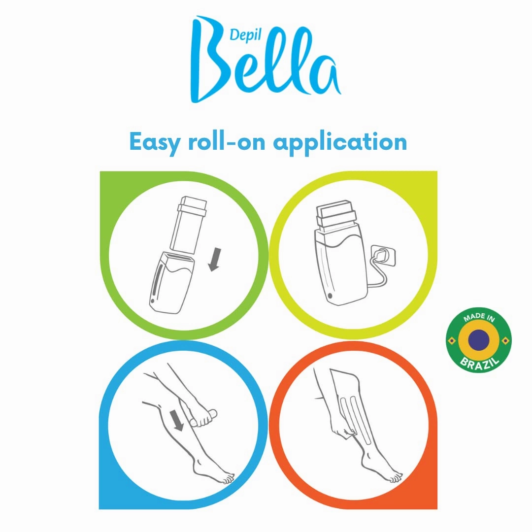 Depil Bella Roll On Wax Algae with Peppermint Depilatory | Body Waxing, Hair Removal Wax-Cartridge | For Men and Women | Home Self Waxing | Sensitive Skin | Dermatologically Tested | Painless (3 PACK)