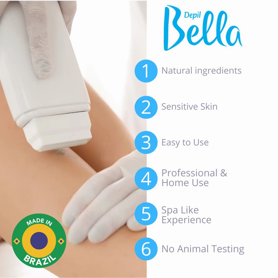 Depil Bella Roll On Wax Algae with Peppermint Depilatory | Body Waxing, Hair Removal Wax-Cartridge | For Men and Women | Home Self Waxing | Sensitive Skin | Dermatologically Tested | Painless (3 PACK)