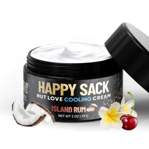 Derm Dude Happy Sack Ball Deodorant & Anti Chafing Cream for Men | Formulated With All-Natural DeoPlex for Odor Control | Aluminum Free Nut Love Cooling Cream - Island Rum Scent, 2 oz (1 Pack)