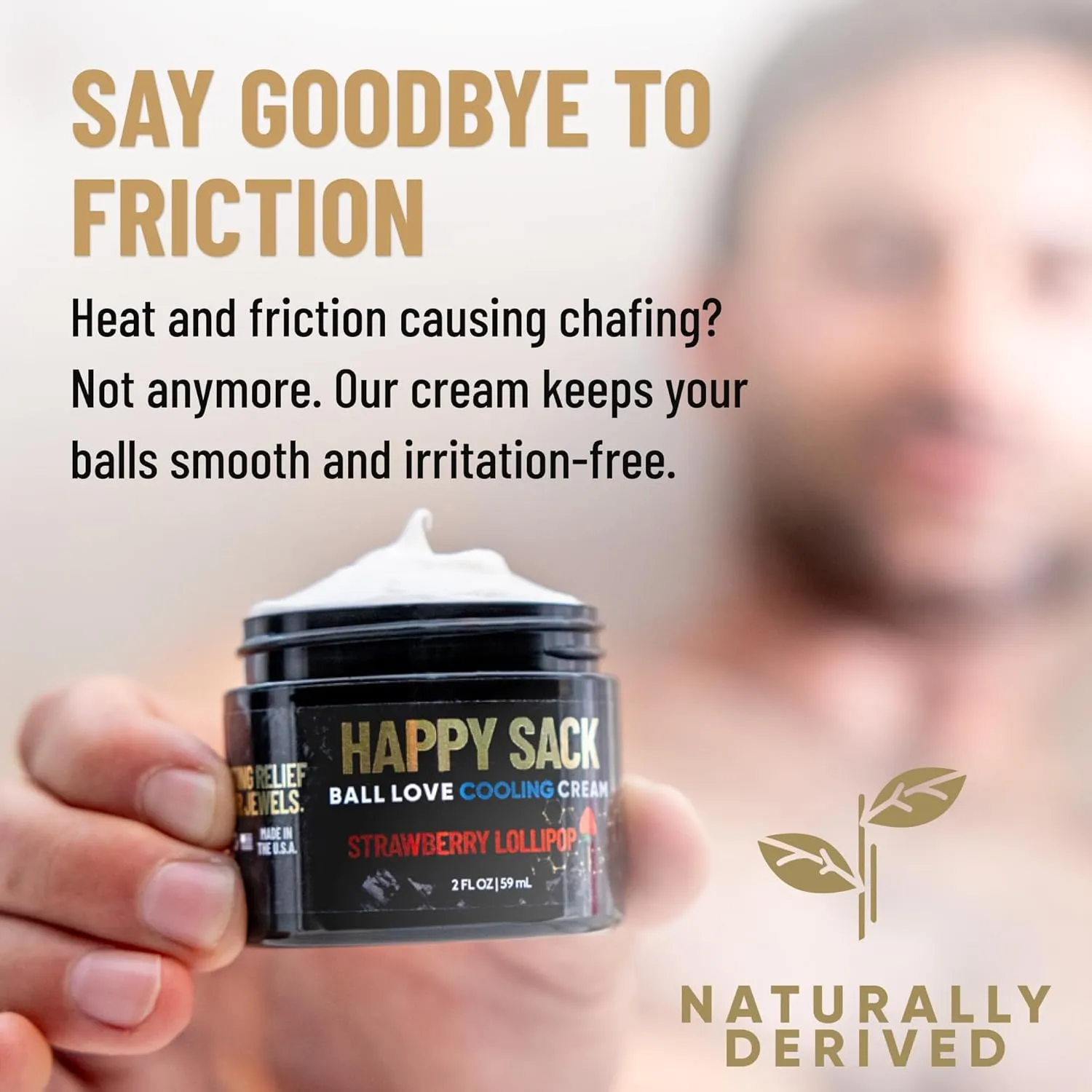 Derm Dude Happy Sack Ball Deodorant & Anti Chafing Cream for Men | Formulated With All-Natural DeoPlex for Odor Control | Aluminum Free Nut Love Cooling Cream - Island Rum Scent, 2 oz (1 Pack)