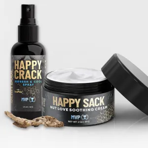 Derm Dude Power Pair Set | Happy Sack Ball Deodorant Anti Chafing Cream & Happy Crack Refresh & Cool Butt Spray | Made With All-Natural DeoPlex for Odor Control | With Soothing Witch Hazel - MVP Scent