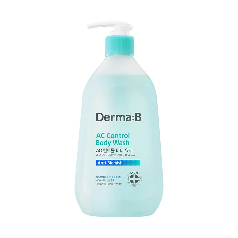 DERMA B | AC Control Body Wash | Anti-Blemish & Pimples Care | Hypoallergenic Body Cleanser | All Skin Types for Women & Men | Sensitive Skin Shower Gel | Korean Bath Products | 14.2 fl oz (420ml)