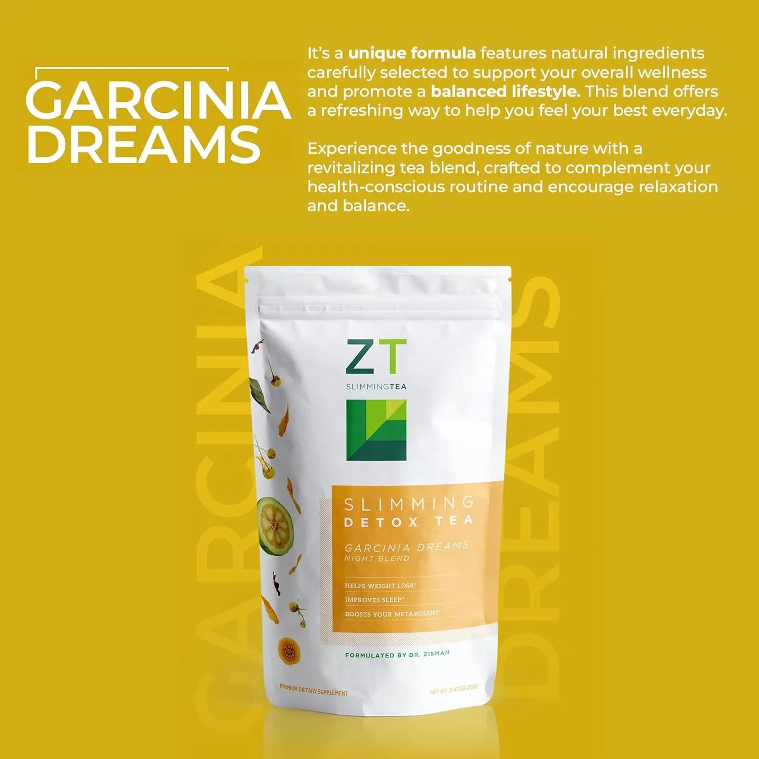 Dr. Zisman ZT Slimming Detox Tea - Garcinia Dreams Night Blend Weight Loss Tea - Muscle Tension - Enhanced Digestion, Healthy Rest While Burning Calories (28 Tea Bags)