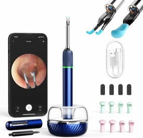 Ear Wax Removal Tool Camera: Ear Camera Otoscope, Bebird Note5 Pro Ear Cleaner Tweezers, 10 Megapixels Earscope Camera, Earwax Removal Kit, 12 Ear Spoon, Hygiene Storage Base, Wax Cleaning Kit (Blue)