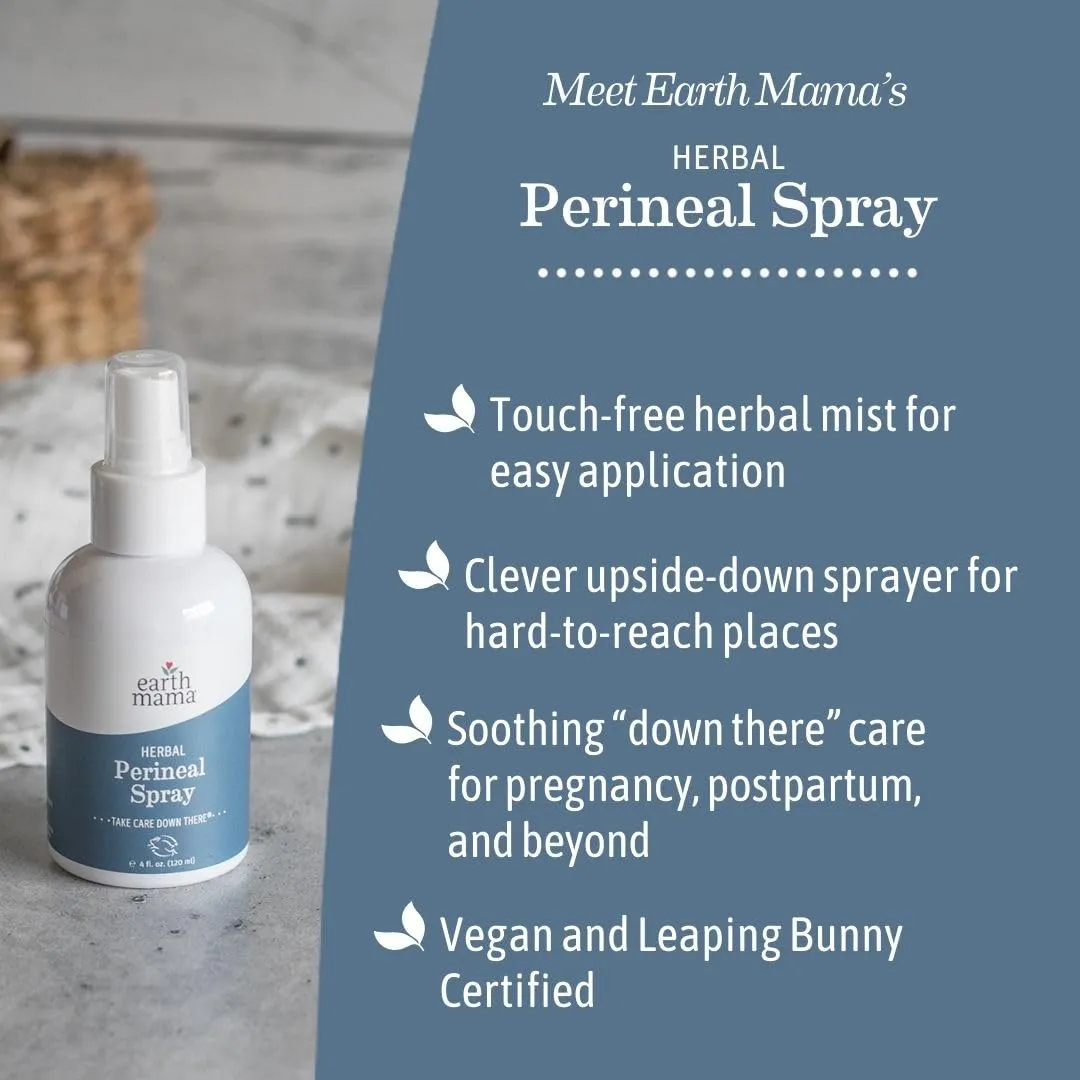 Earth Mama Herbal Perineal Spray | Safe for Pregnancy and Postpartum Recovery, Witch Hazel Natural Cooling Spray for After Birth Feminine Care Essentials, No Benzocaine or Butane, 4-Fl oz (2-Pack)