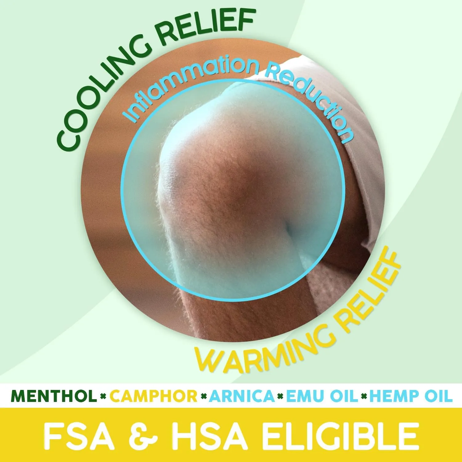 Ebanel Menthol Arnica Gel Pain Relief Cream Roll On with Hemp Oil, Emu Oil, MSM, Camphor, Vitamin B6, Boswellia, Bruise Cream Muscle Rub for Arthritis, Strains, Sprains, Joint Back Pain