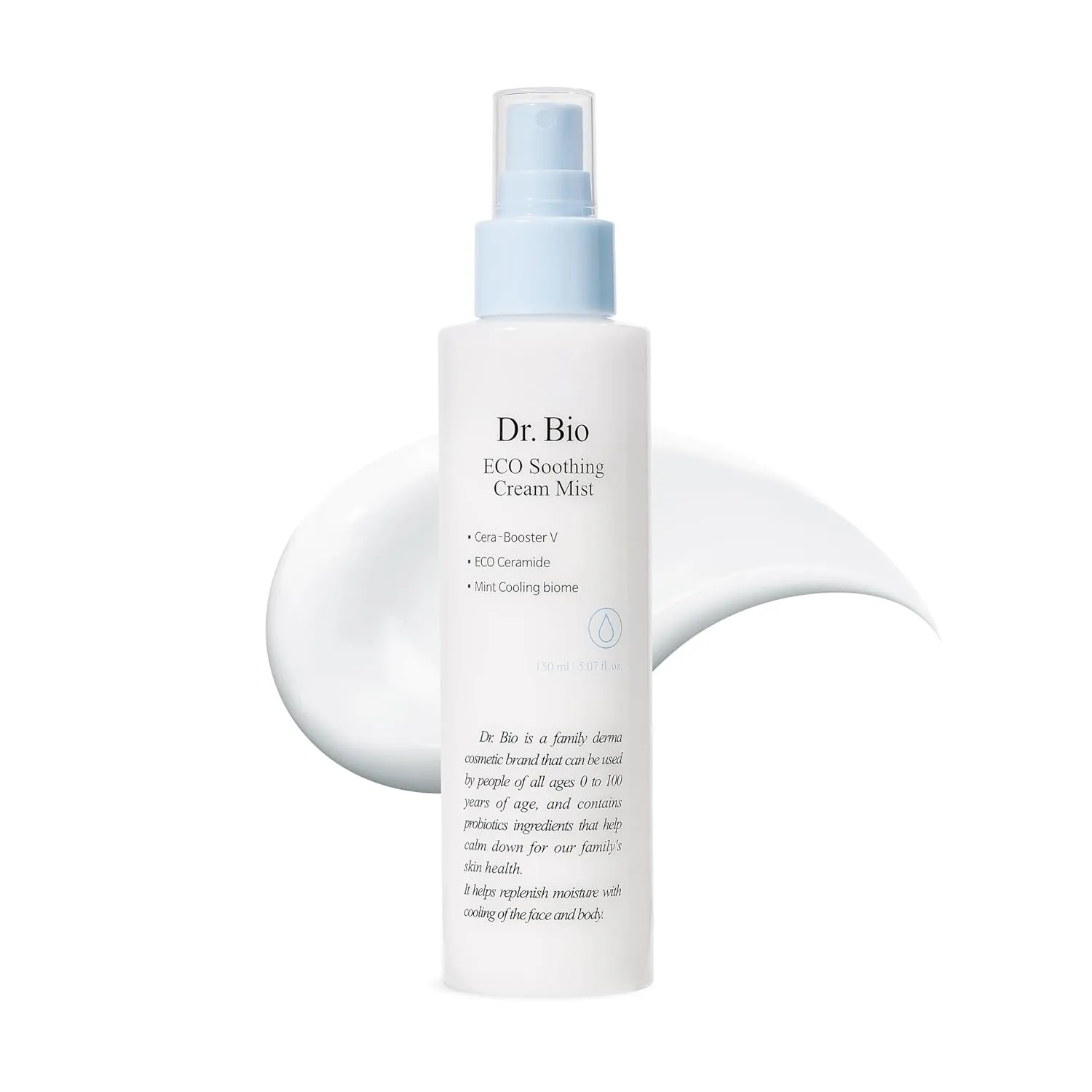 ECO Soothing Cream Mist (5.07oz/150ml), Face and Body Mist for Senstive Skin, Immediate Hydration and Soothing with Probiotics, Moisturizer for Dry Skin, Korean Skin Care, Travel Size