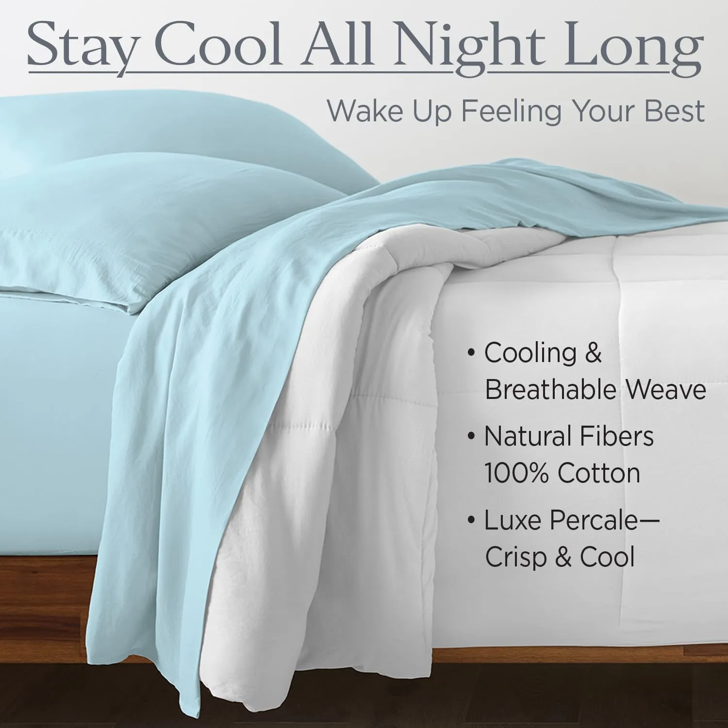 Ella Jayne Cotton Percale Sheets California King (4 Pieces) Permium 100% Cotton Percale TC300, Hotel Luxury Collection, Deep Pockets and Cooling California King Percale Sheets (Aqua)