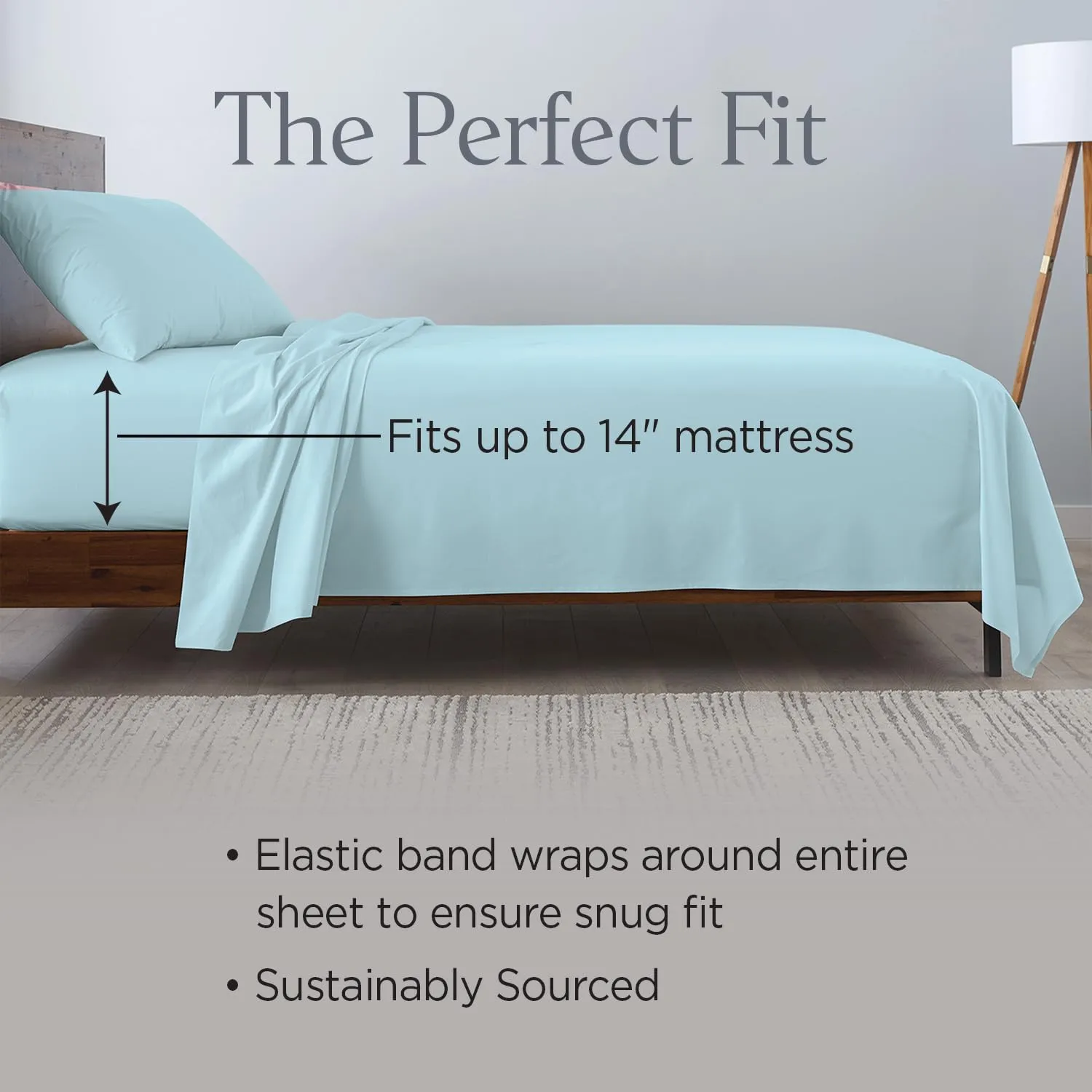 Ella Jayne Cotton Percale Sheets California King (4 Pieces) Permium 100% Cotton Percale TC300, Hotel Luxury Collection, Deep Pockets and Cooling California King Percale Sheets (Aqua)