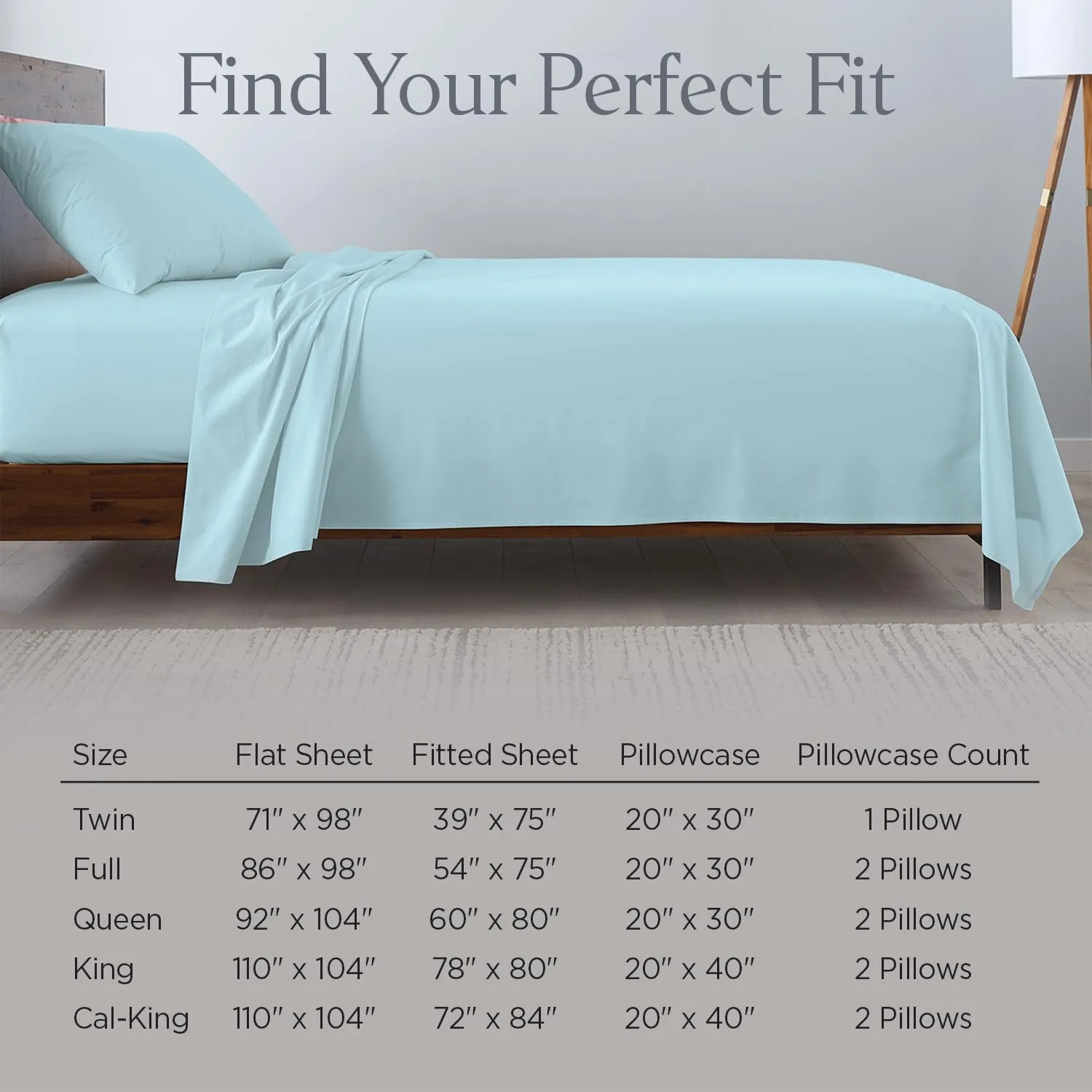 Ella Jayne Cotton Percale Sheets California King (4 Pieces) Permium 100% Cotton Percale TC300, Hotel Luxury Collection, Deep Pockets and Cooling California King Percale Sheets (Aqua)