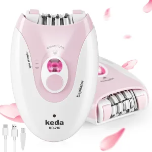 Epilators Hair Removal for Women, 2 Speed Hair Removal Device with LED Light, Rechargeable Trimmer for Epilator Bikini, Face, Arm, Legs, Armpits