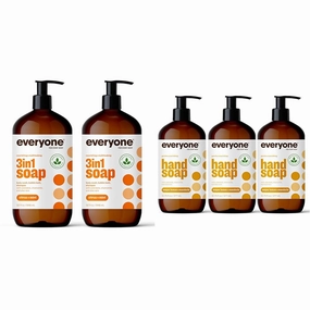 Everyone 3-in-1 Soap, Body Wash, Bubble Bath, Shampoo, 32 Ounce (Pack of 2), Citrus and Mint & Liquid Hand Soap, 12.75 Ounce (Pack of 3), Meyer Lemon and Mandarin
