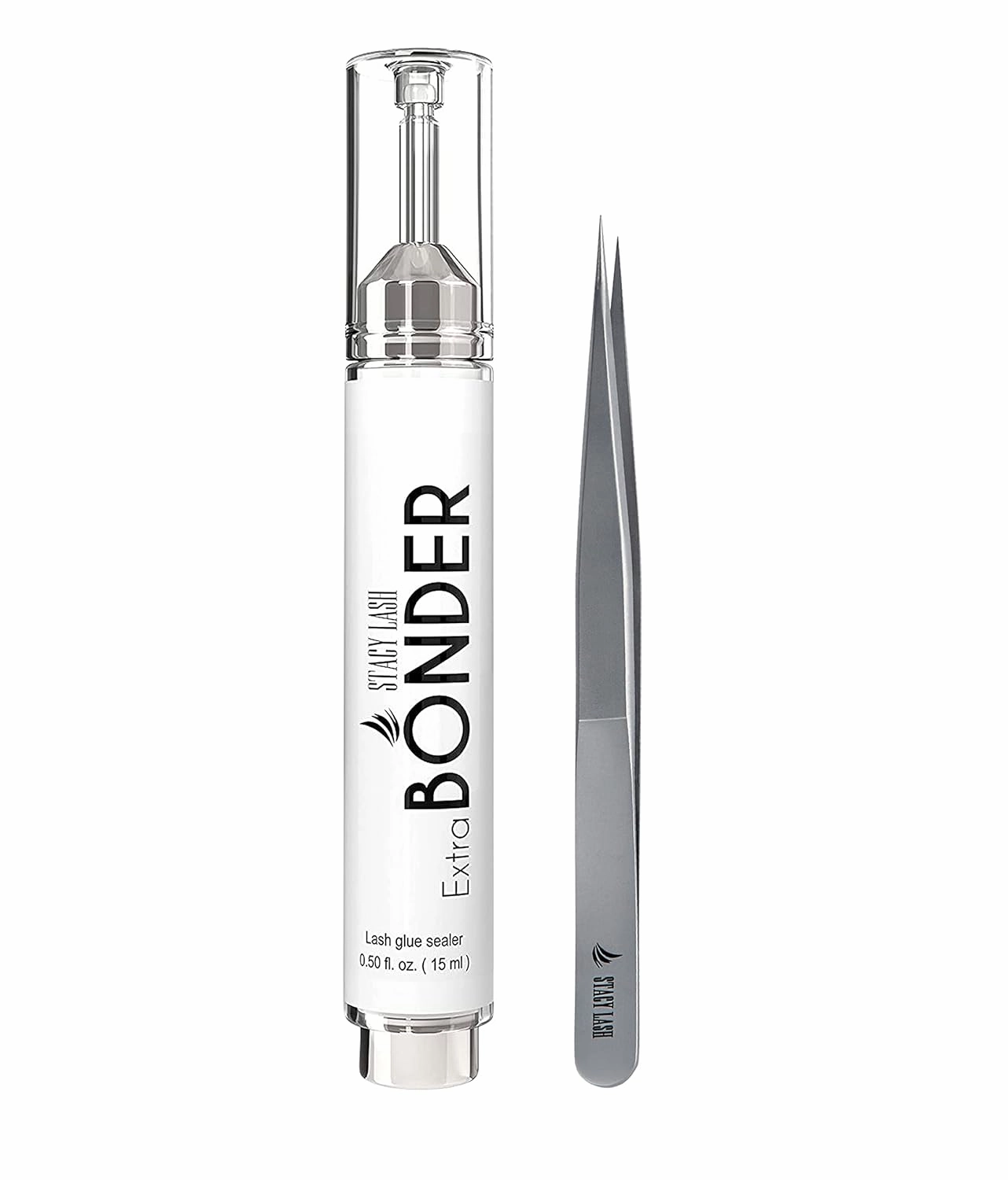 Extra Bonder & Stacy Lash STL-2 Isolation I-Shaped Tweezers/Super Sealer/Prevents Adhesive Shock Polymerization/Precision Stainless Steel Tool/Straight Tips/Professional Supplies