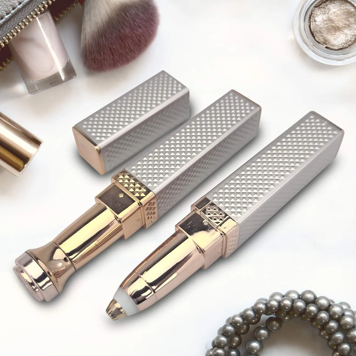 Eyebrow and Facial Hair Trimmer 2 in 1 Rechargeable Painless Epilator Easy to Use Eye Brows Razor Perfect Eyebrow Face Upper Lips Underarm Leg Bikini Hair Remover Brow Shaver with LED Light