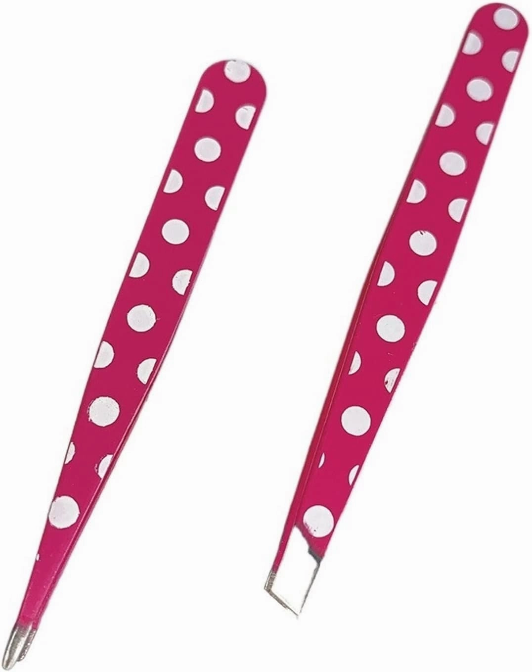 Eyebrow Tweezers Hair Removal Tweezers Stainless Steel Eyebrow Clips Mini Pink Dots Slanted Flat Tip Point Eye Brow Makeup Beauty Tool Set (Color : 01) Tweezers