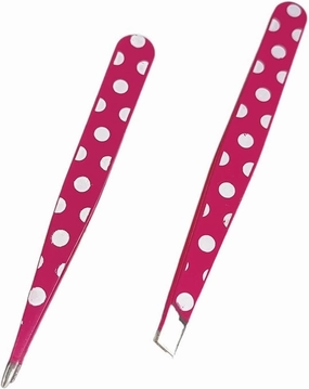 Eyebrow Tweezers Hair Removal Tweezers Stainless Steel Eyebrow Clips Mini Pink Dots Slanted Flat Tip Point Eye Brow Makeup Beauty Tool Set (Color : 01) Tweezers