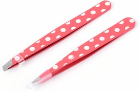 Eyebrow Tweezers Hair Removal Tweezers Stainless Steel Eyebrow Clips Mini Pink Dots Slanted Flat Tip Point Eye Brow Makeup Beauty Tool Set (Color : 1set) Tweezers