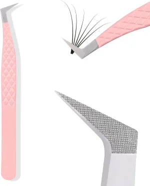 Fiber Tip Lash Tweezers for Eyelash Extensions, Professional Stainless Steel Lash Extension Tweezers for Volume Fan, Precision Supplies Work Best Tool（Boot）