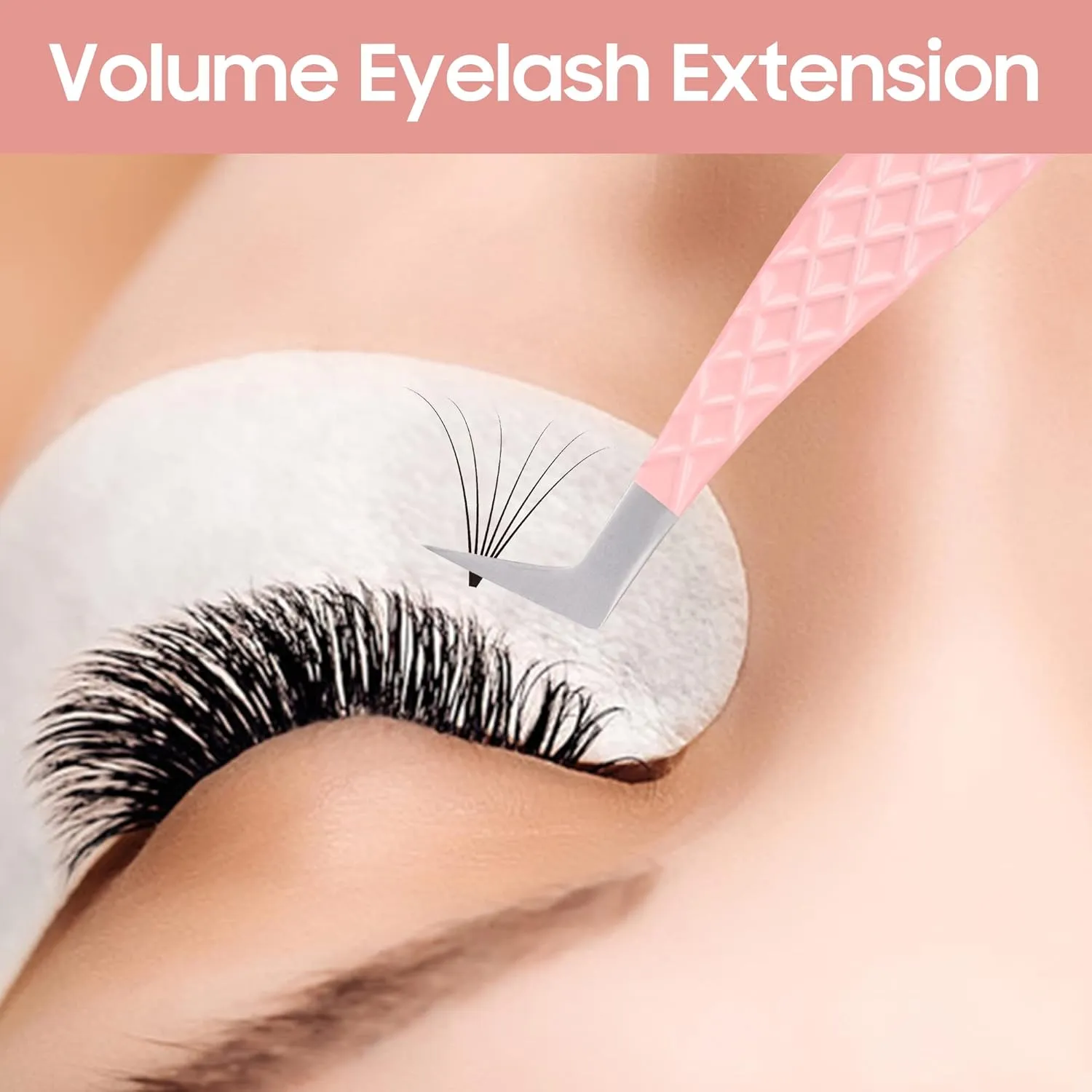 Fiber Tip Lash Tweezers for Eyelash Extensions, Professional Stainless Steel Lash Extension Tweezers for Volume Fan, Precision Supplies Work Best Tool（Boot）