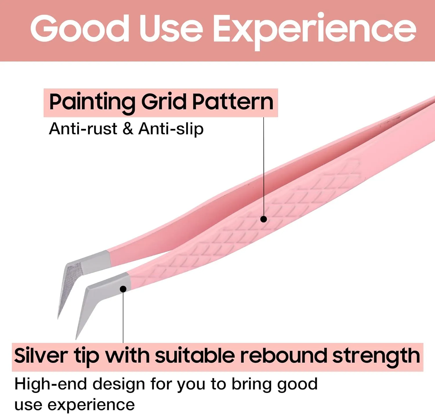 Fiber Tip Lash Tweezers for Eyelash Extensions, Professional Stainless Steel Lash Extension Tweezers for Volume Fan, Precision Supplies Work Best Tool（Boot）