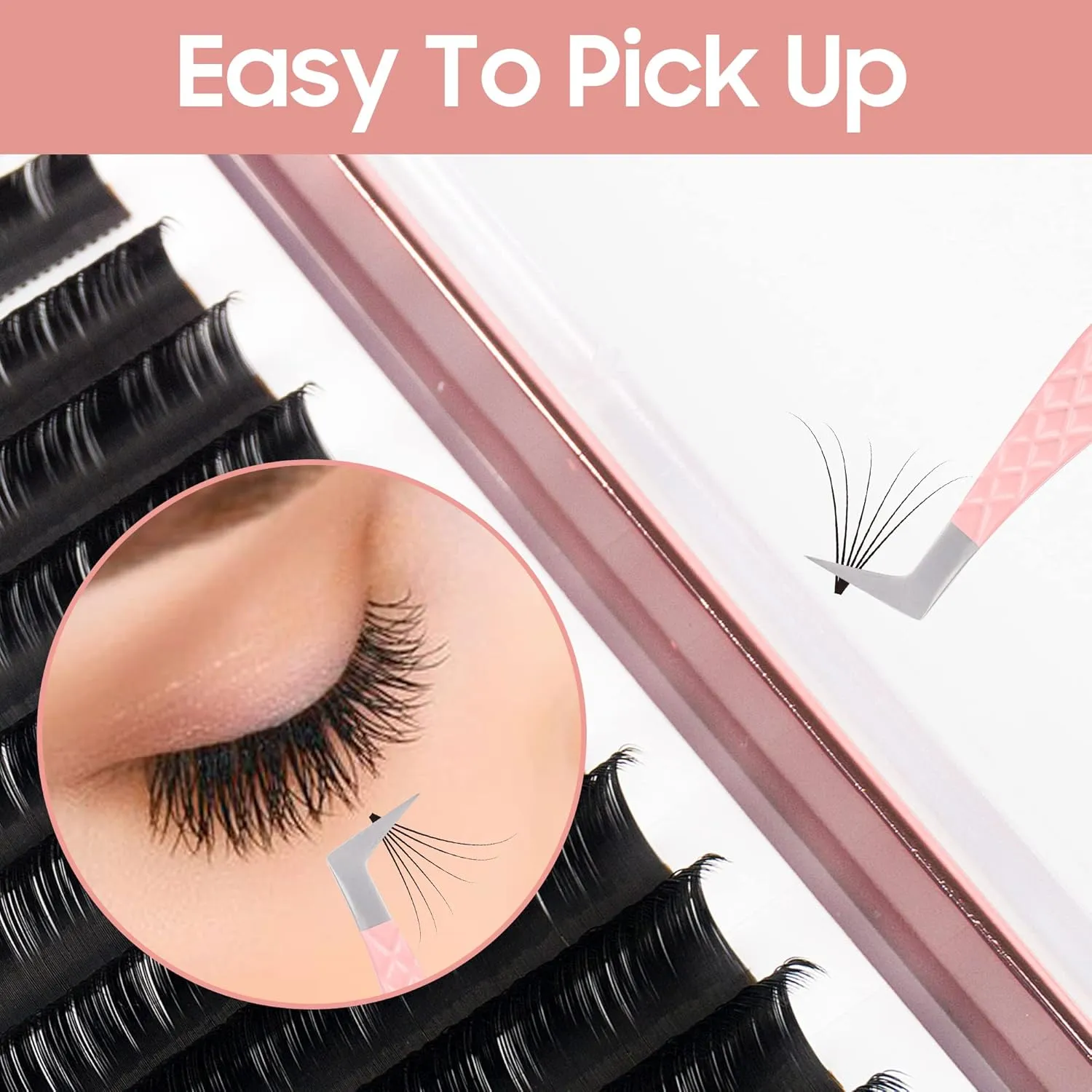 Fiber Tip Lash Tweezers for Eyelash Extensions, Professional Stainless Steel Lash Extension Tweezers for Volume Fan, Precision Supplies Work Best Tool（Boot）