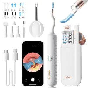 Flexible Ear Wax Removal Tool Camera, Wireless Smart Visual Ear Cleaner with 1080P HD Ear Scope with 12 Soft Tips, Painless Tweezers, 3 Inspection Heads, Portable Earwax Removal Kit for Adults & Kids