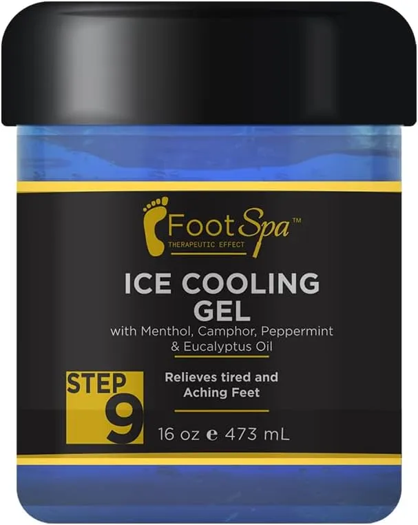 Foot Spa -16 oz Cooling Gel - Mint, Eucalyptus, Menthol, Peppermint Extract - Refreshing Pedicure Relief