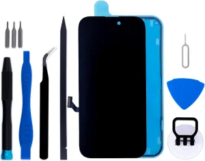 for iPhone 15 Screen Replacement kit, 6.1 inch LCD Display 3D Touch Digitizer Assembly with Frame Adhesive and Repair Tools (Model A2846/A3089/A3092/A3090)