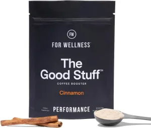 For Wellness The Good Stuff Performance Coffee Supplement- Non-Dairy Coffee Creamer Powder w/Collagen, MCT, L-Theanine & Cinnamon - Healthy Add-in for Energy & Focus