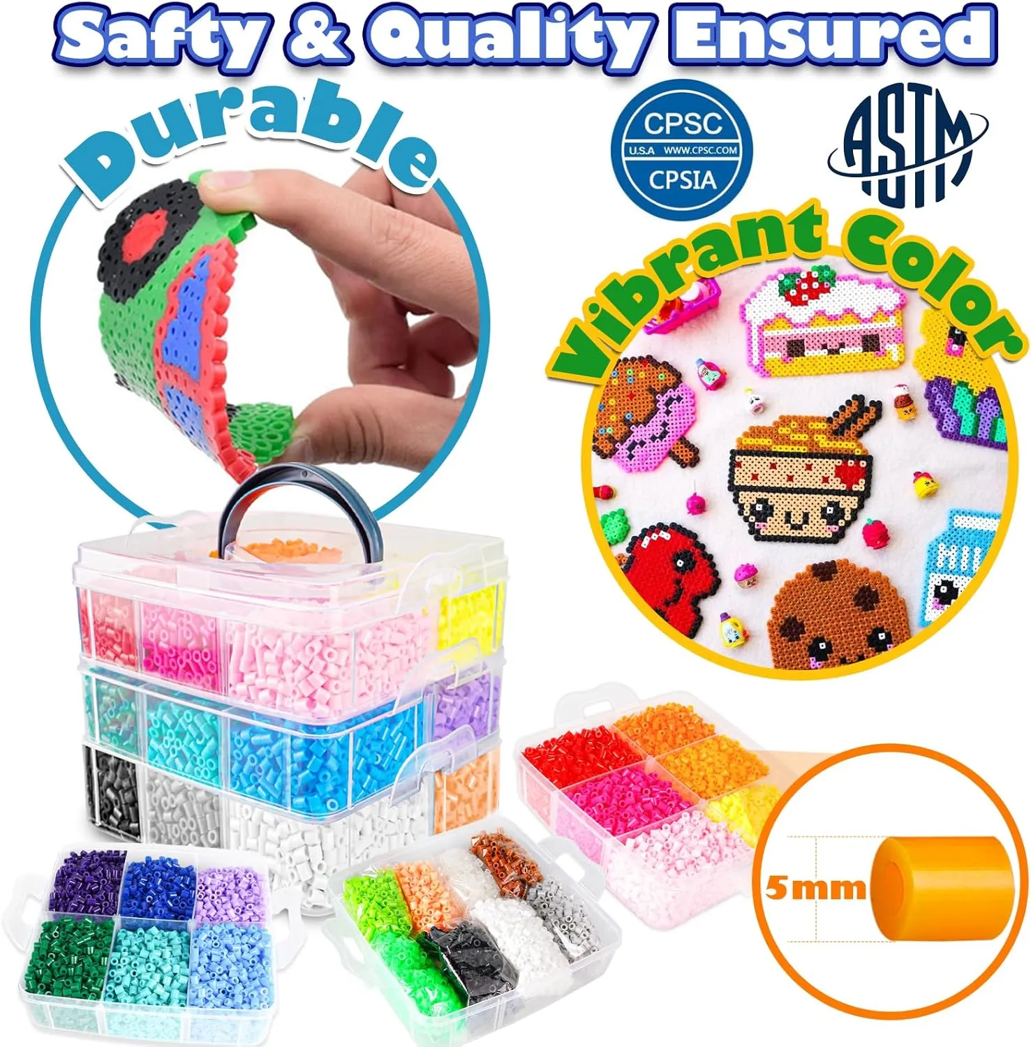 FUNZBO 12000 5mm Fuse Beads Kit Iron Set - Toys Gifts for Kids Crafts for Girls Ages 8-12, Arts and Crafts for Kids Ages 6-8, Gifts for Girls Boys Age 5 6 7 8 9 10 11 12 Year Old