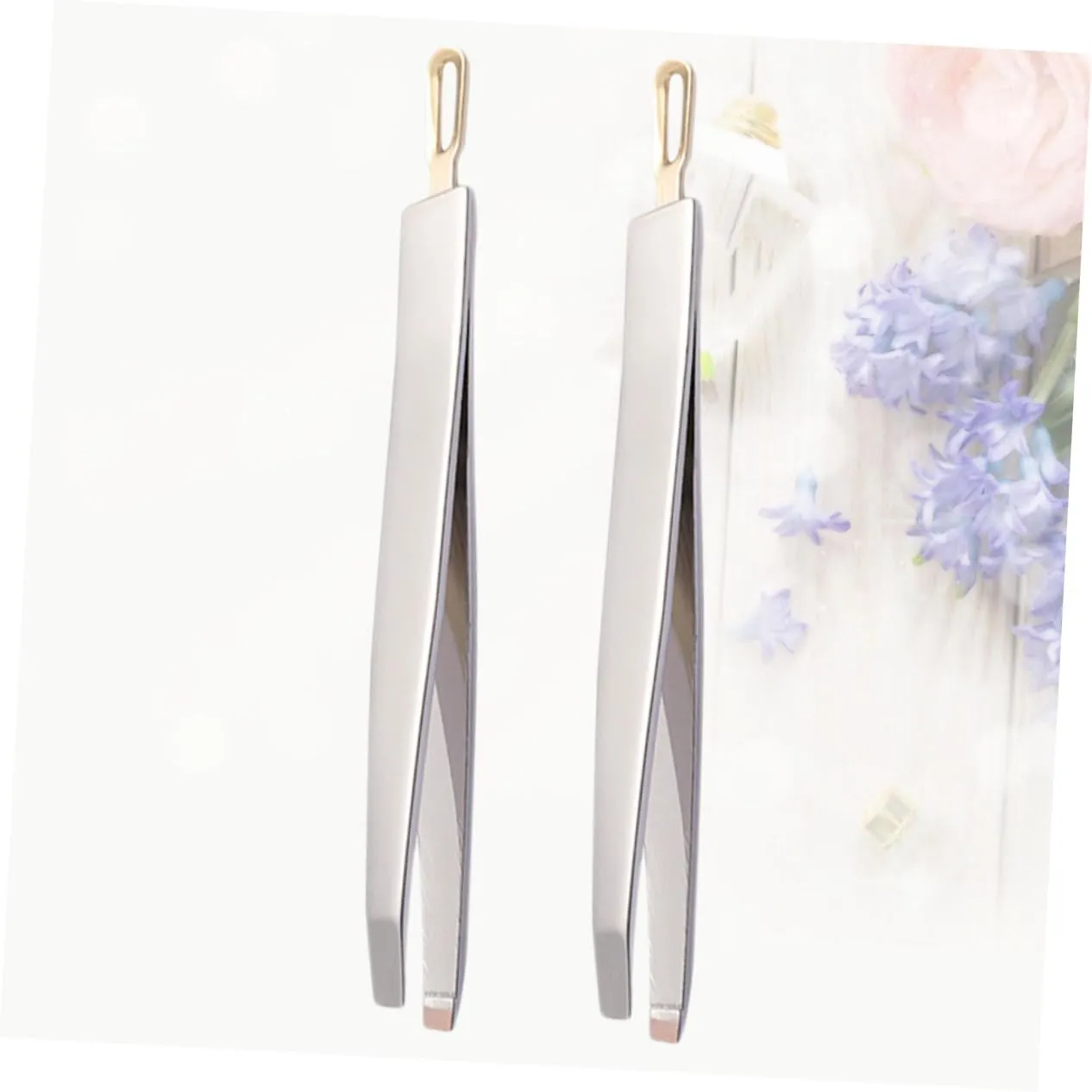 GALPADA 6pcs Dual-use Stainless Steel Eyebrow Tweezers for Precision Makeup Ergonomic Flat Mouth Scissor Design for Eyebrow Shaping Eyelash Application and Travel Use