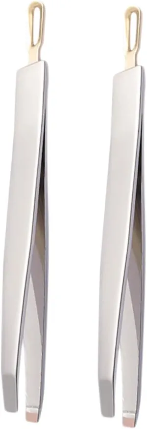 GALPADA 6pcs Dual-use Stainless Steel Eyebrow Tweezers for Precision Makeup Ergonomic Flat Mouth Scissor Design for Eyebrow Shaping Eyelash Application and Travel Use