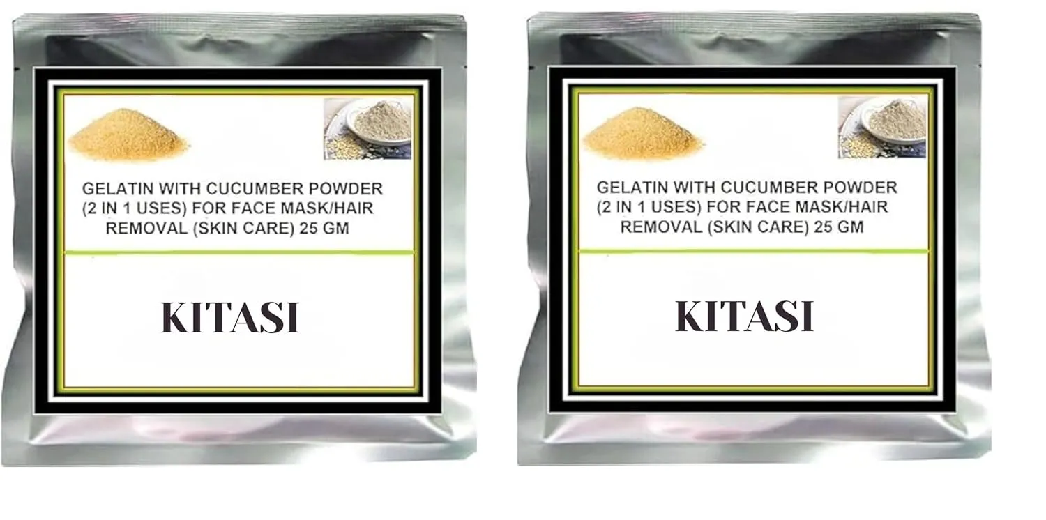 Gelatin and Cucumber Powder, For Face Mask And Hair Removal, Skin Care Formula 25 gm, Combo