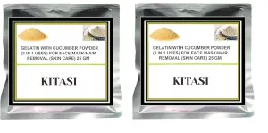 Gelatin and Cucumber Powder, For Face Mask And Hair Removal, Skin Care Formula 25 gm, Combo
