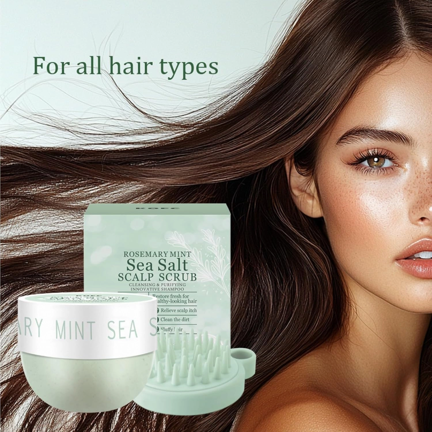 Gentle Scalp Scrub For Exfoliating & Cleansing, Refreshing Nourishment With Sea Salt & Mint For Hair Root Care, With Massage Brush (A, 9.2 OZ)