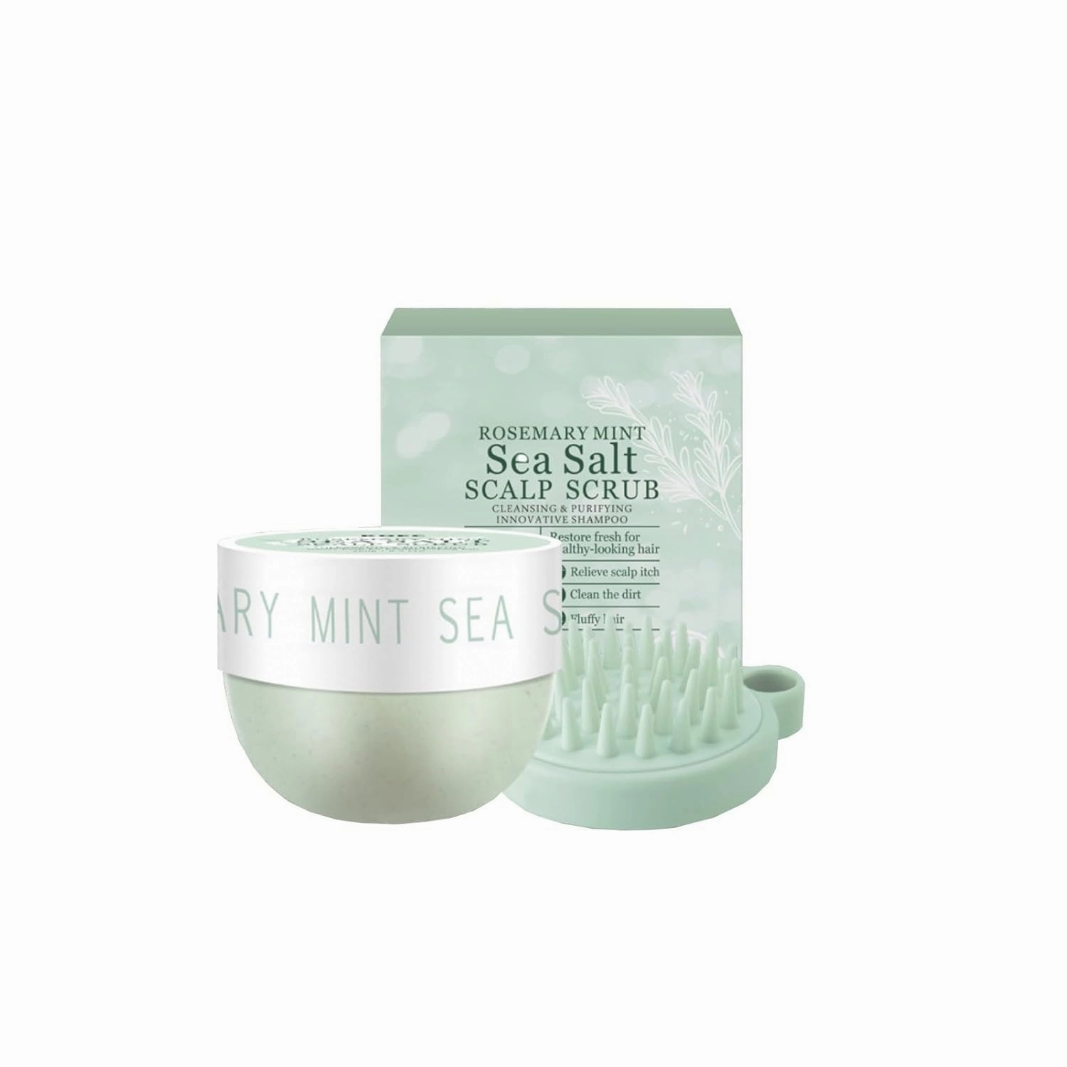 Gentle Scalp Scrub For Exfoliating & Cleansing, Refreshing Nourishment With Sea Salt & Mint For Hair Root Care, With Massage Brush (A, 9.2 OZ)