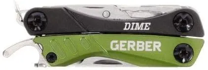 Gerber Gear Dime 12-in-1 Mini EDC Multitool - Needle Nose Pliers, Pocket Knife, Keychain, Bottle Opener - EDC Gear and Equipment - Green