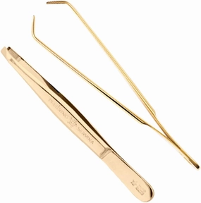 Germany professional Eyebrow Tweezers, Notched Tips, 24K Gold Plated