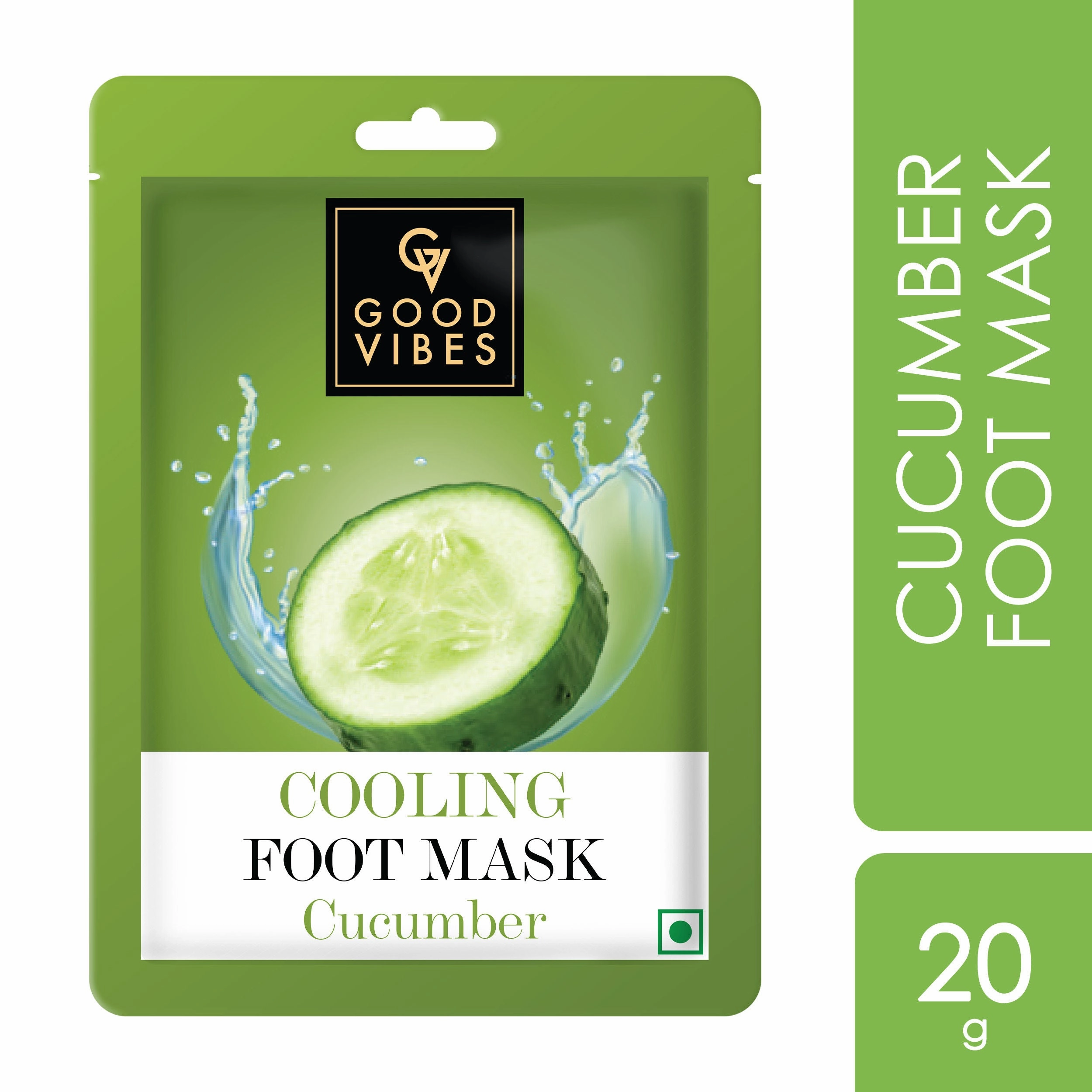 Good Vibes Cucumber Cooling Foot Mask | Soothing, Hydrating | Vegan, No Parabens, No Sulphates, No Animal Testing, No Alcohol (20 g)