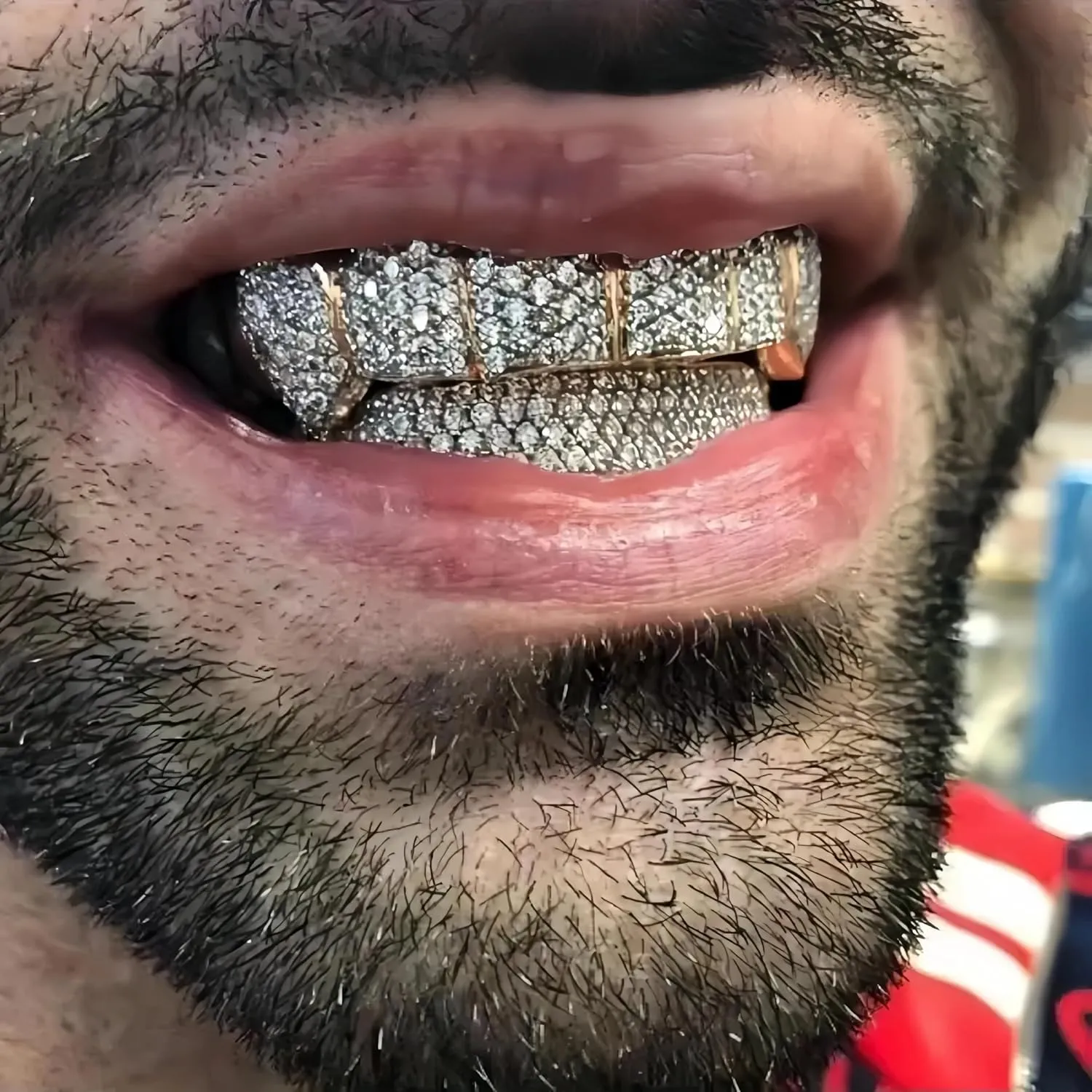 Grillz Vampire Teeth Grills for Your Teeth Gold Diamond Grillz for Men and Women 14k Gold Plated Iced Out Flat Tooth Cap for Hip Hop Men Rapper Costume