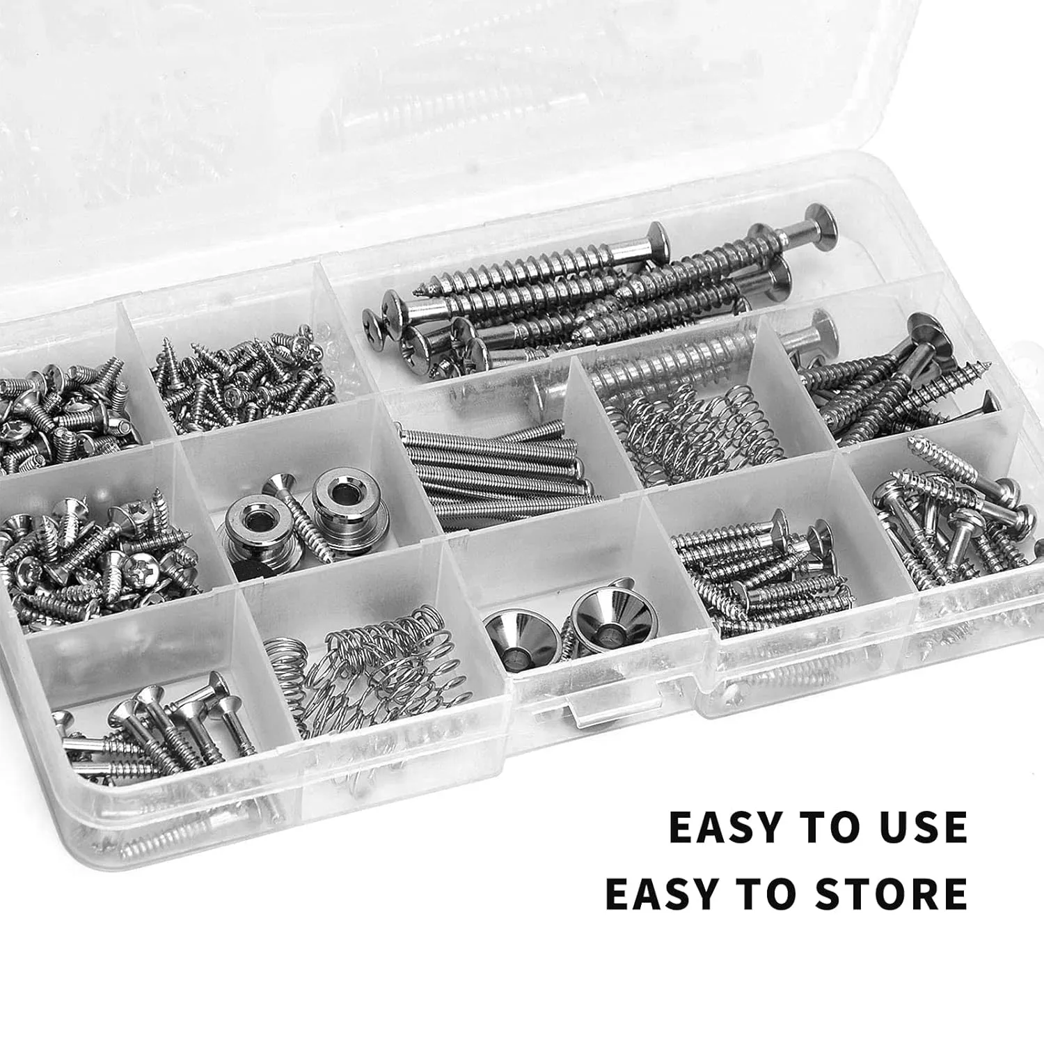 Guitar Screws Kit for Electric Guitar Bridge, Pickup, Pickguard, Tuner, Switch, Neck Plate, 254 Pieces Guitar DIY Kit with A Elbow Tweezers (9 Types, Sliver)