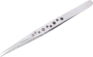 Hair Removal Tweezers Eyelash Extension Tweezers Curved Straight Tip Precision Stainless Steel Clip for Grafting Lashes(Black)