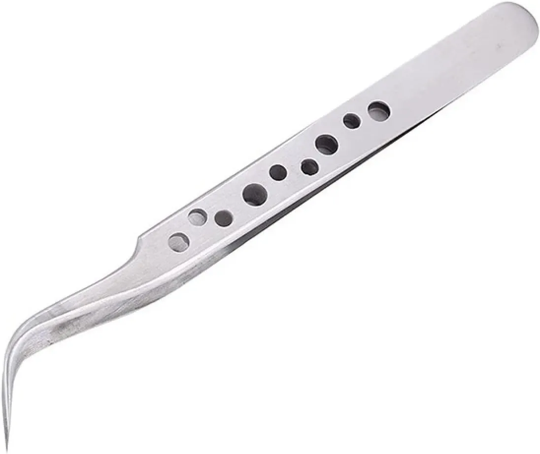 Hair Removal Tweezers Eyelash Extension Tweezers Curved Straight Tip Precision Stainless Steel Clip for Grafting Lashes(Black)