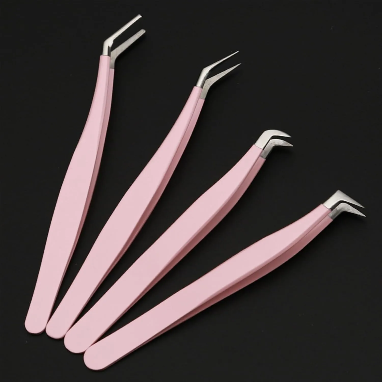 Hair Removal Tweezers Eyelash Extension Tweezers Set for Eyebrows Nail Clip Precision False Lash Fan Volume Makeup Supplies Tools(Green)