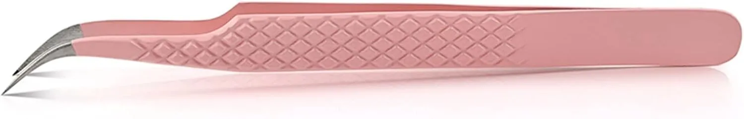 Hair Removal Tweezers Eyelash tweezers pink stainless steel professional super hard high-precision eyelash tweezers eyelash extension kit Tweezers(Pink01) (Pink05)