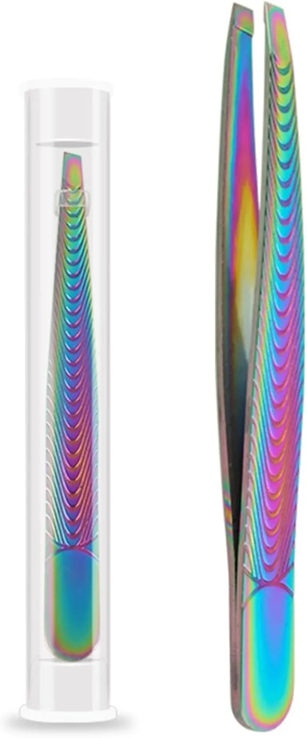 Hair Removal Tweezers Eyelashes Tweezers Stainless Steel Superhard Tweezers High Precision Anti-Static Tweezers for Eyelash Extensions(A)