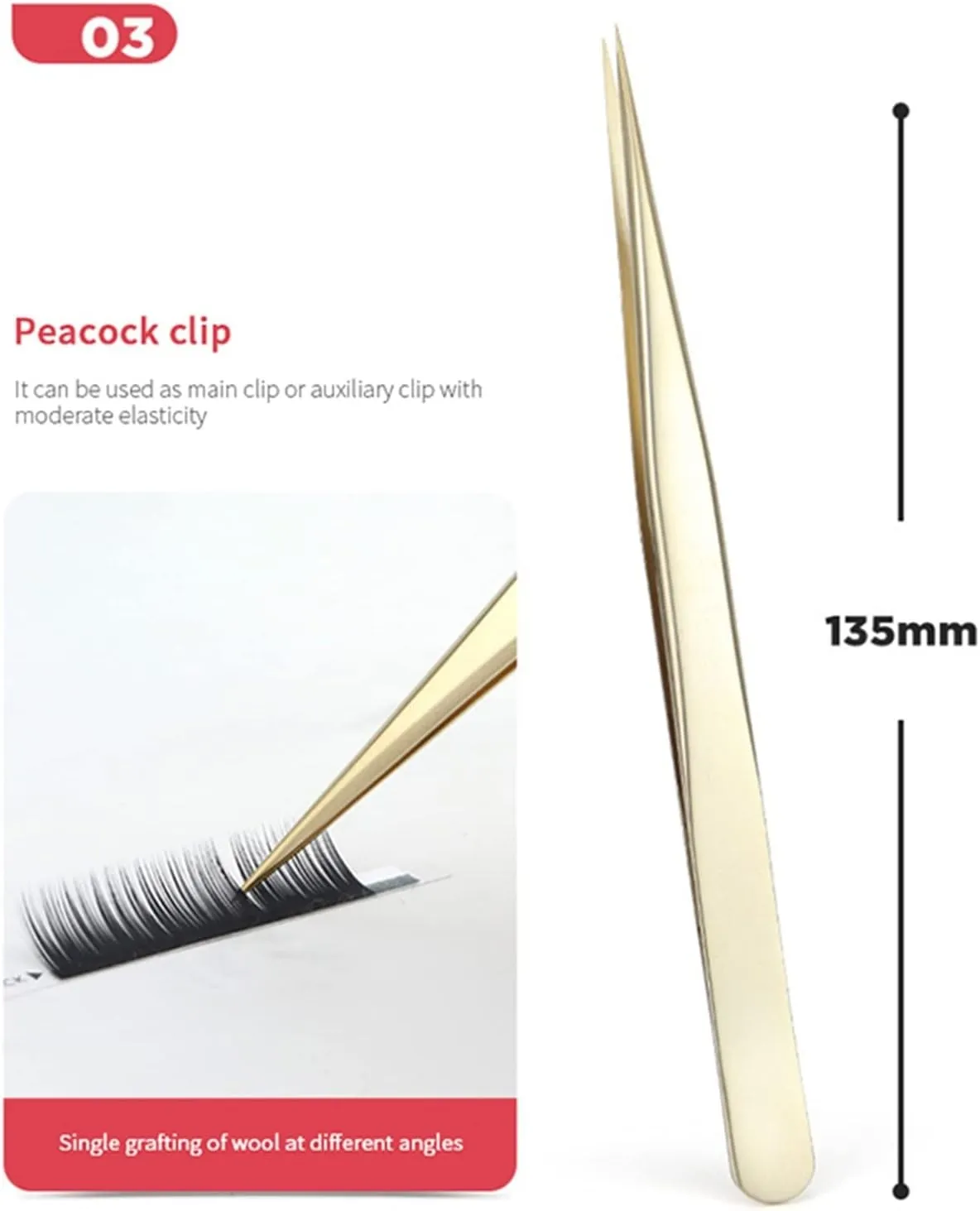 Hair Removal Tweezers False Eyelash Tweezers Stainless Steel Super Hard Tweezers High Precision Anti-Static Eyelash Extension Tool(01)