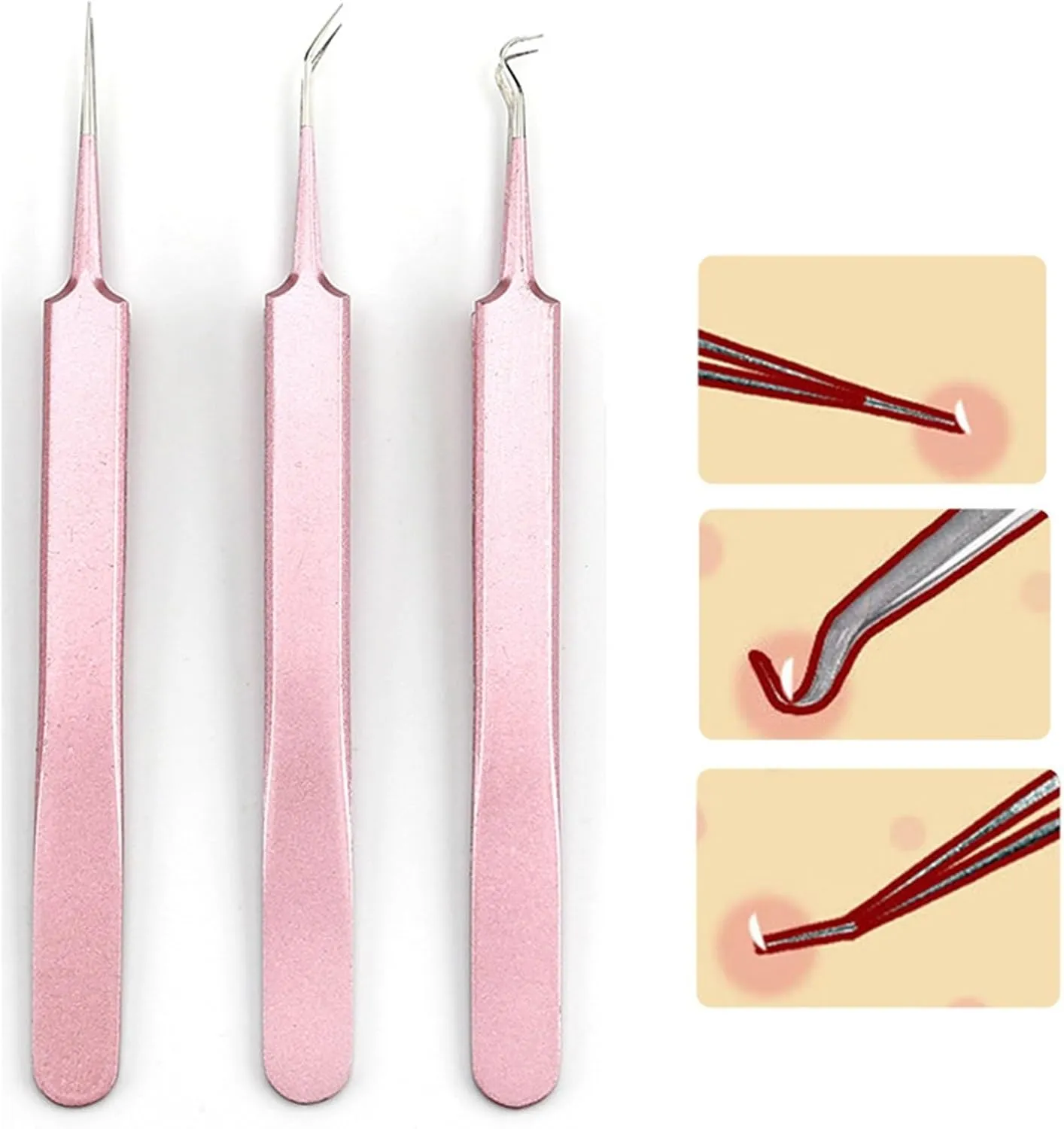 Hair Removal Tweezers Multicolor Tweezers for Eyelash Extension High-Precision Eyelash Extension Tweezers(Green)