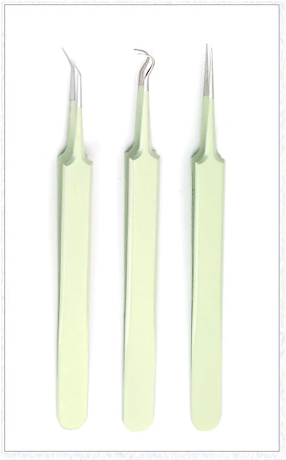 Hair Removal Tweezers Multicolor Tweezers for Eyelash Extension High-Precision Eyelash Extension Tweezers(Green)
