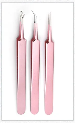 Hair Removal Tweezers Multicolor Tweezers For Eyelash Extension High-precision Eyelash Extension Tweezers(Onecolor) (Pink)